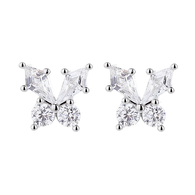 925 Sterling Silver Zircon Screw Back Stud Earrings