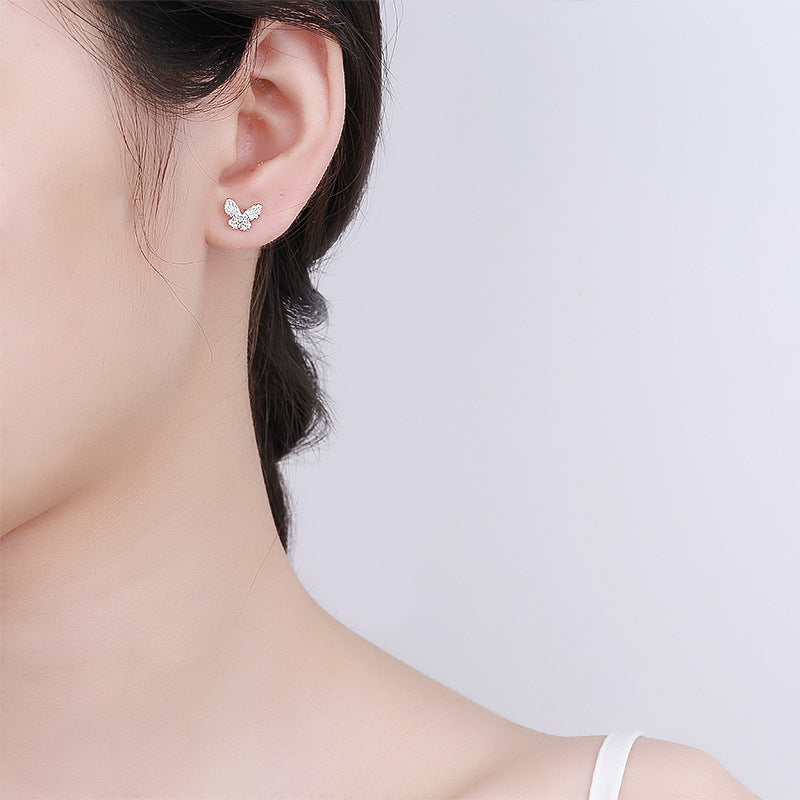 925 Sterling Silver Butterfly Screw Back Stud Earrings