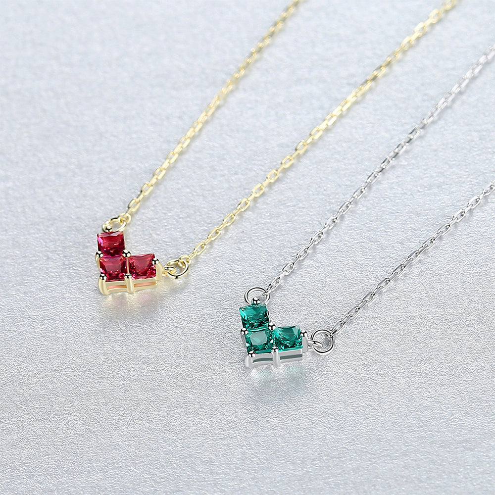 925 Sterling Silver Drop Zircon Necklace Fashion Jewelry Gift for Women Girls