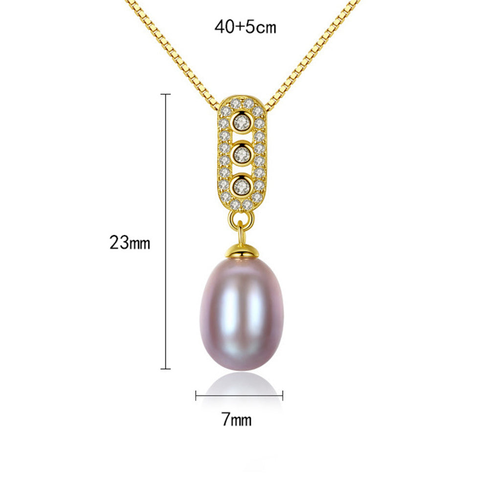 925 Sterling Silver Natural Pearl Drop Necklace Fashion Jewelry Gift for Women Girls