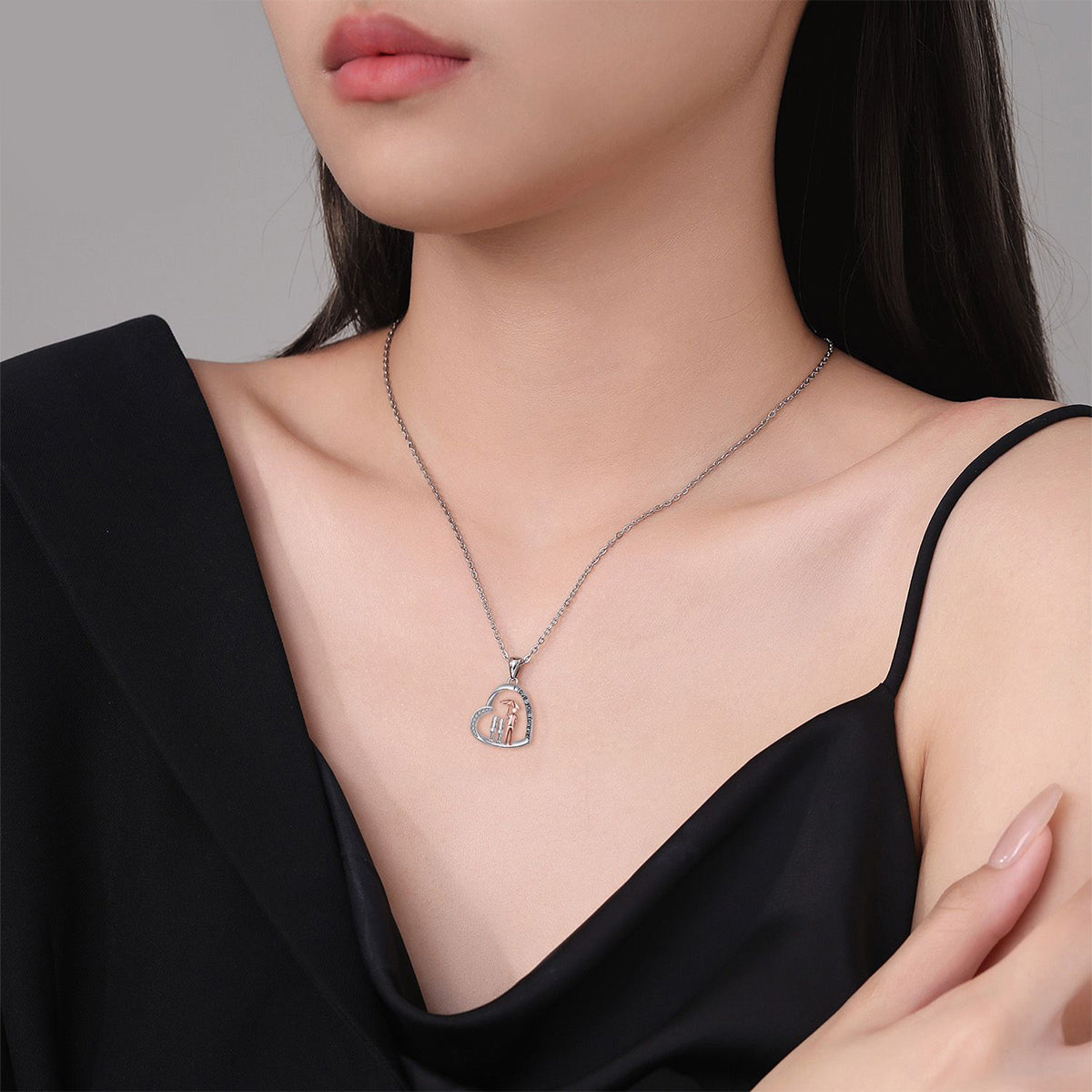 Copper With Silver/Rosegold Plated Heart Pendant Necklace