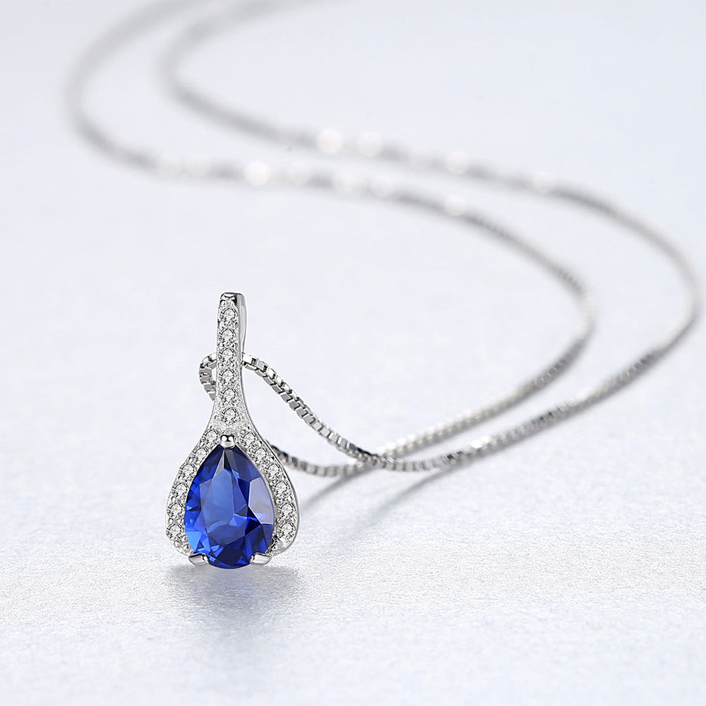 925 Sterling Silver Drop Zircon Necklace Fashion Jewelry Gift for Women Girls