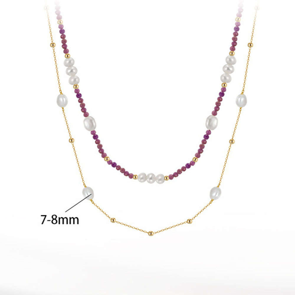 925 Sterling Silver Natural Pearl Necklace Fashion Jewelry Gift for Women Girls
