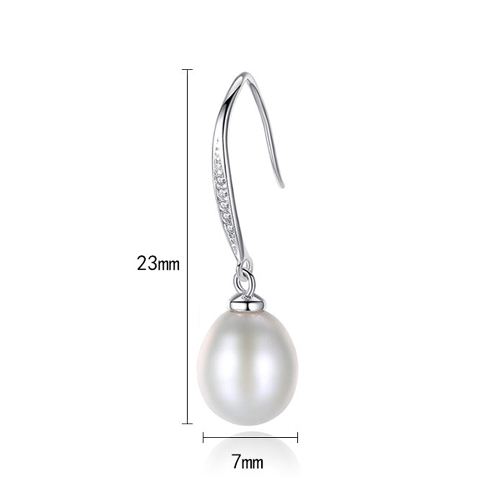 925 Sterling Silver Natural Pearl Drop Earrings Fashion Jewelry Gift for Women Girls