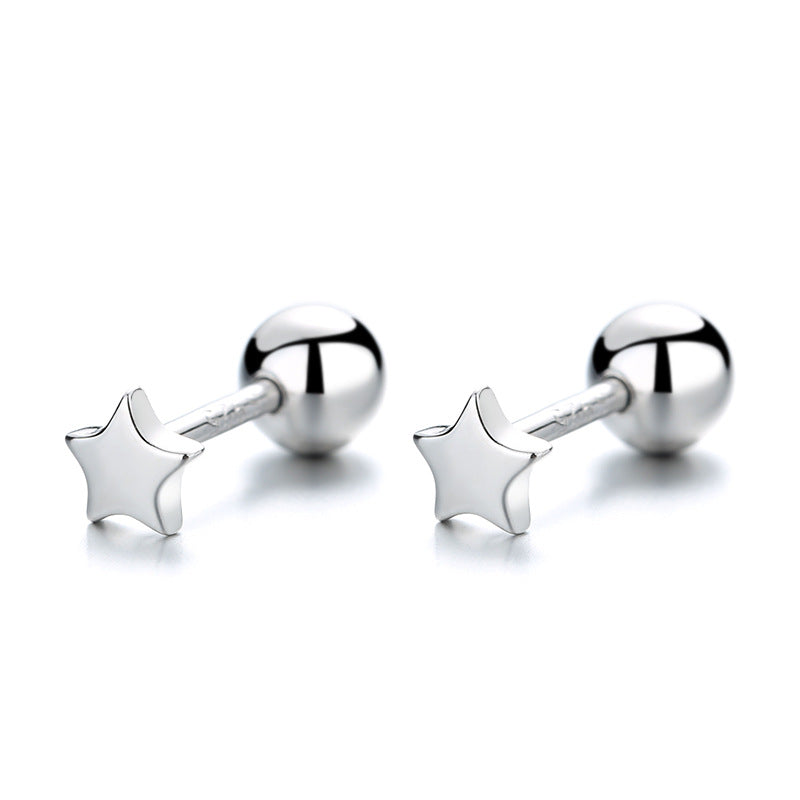 925 Sterling Silver Star Screwed Earrings