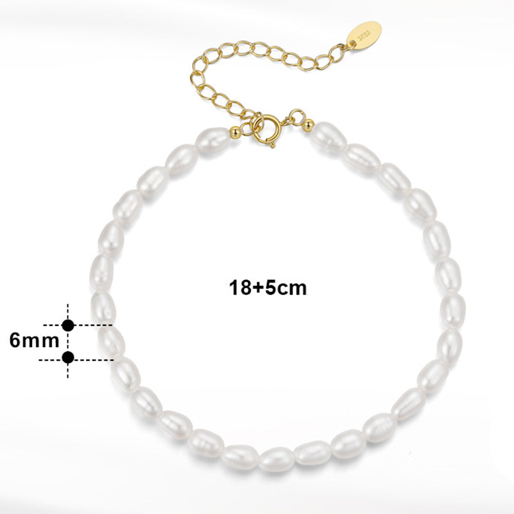 925 Sterling Silver Pearl Bracelet Fashion Jewelry Gift for Women Girls