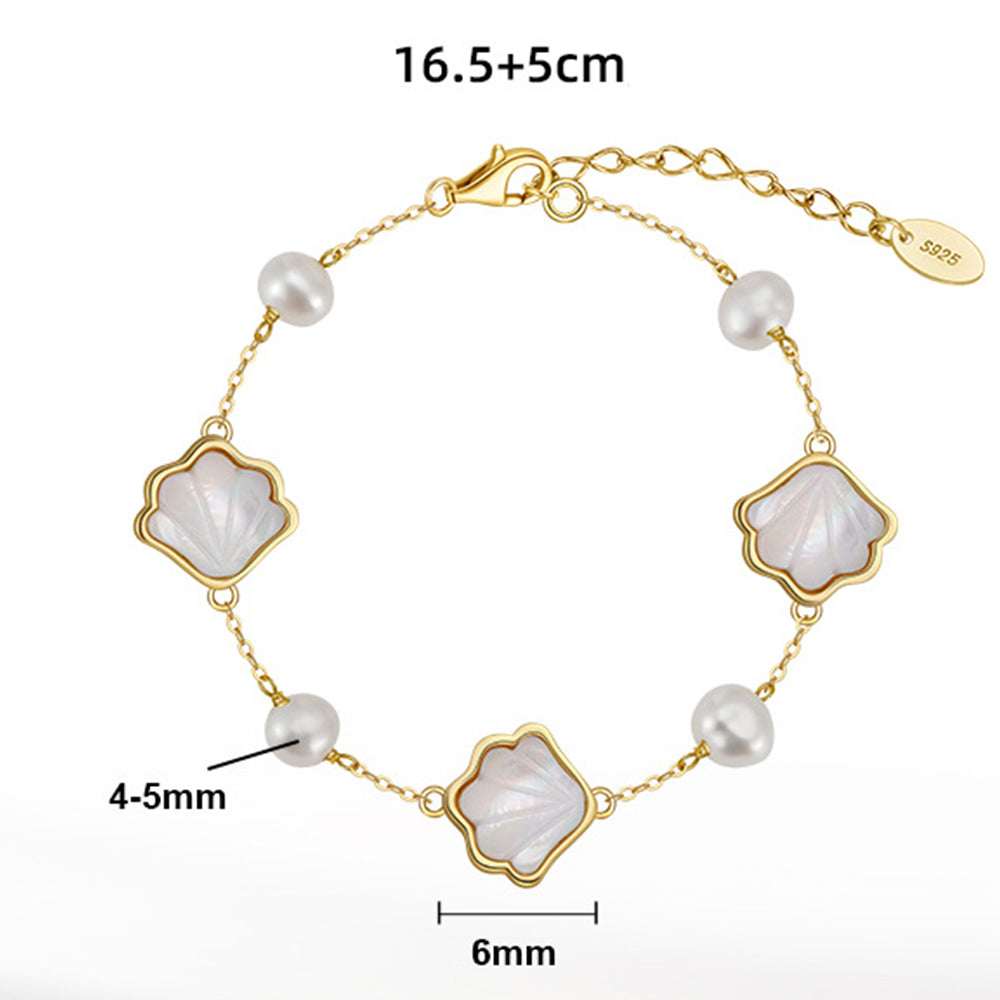 925 Sterling Silver Pearl Bracelet Fashion Jewelry Gift for Women Girls