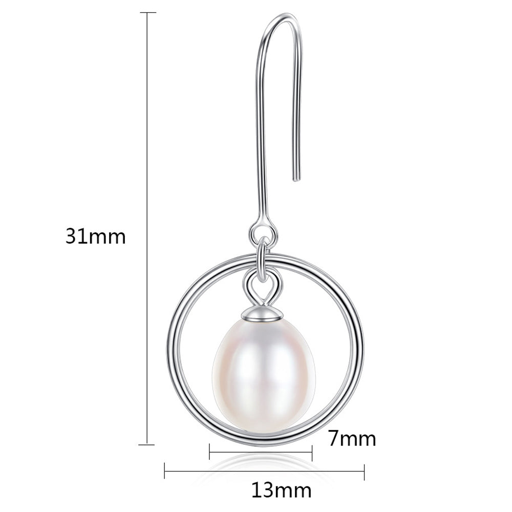 925 Sterling Silver Natural Pearl Drop Earrings Fashion Jewelry Gift for Women Girls