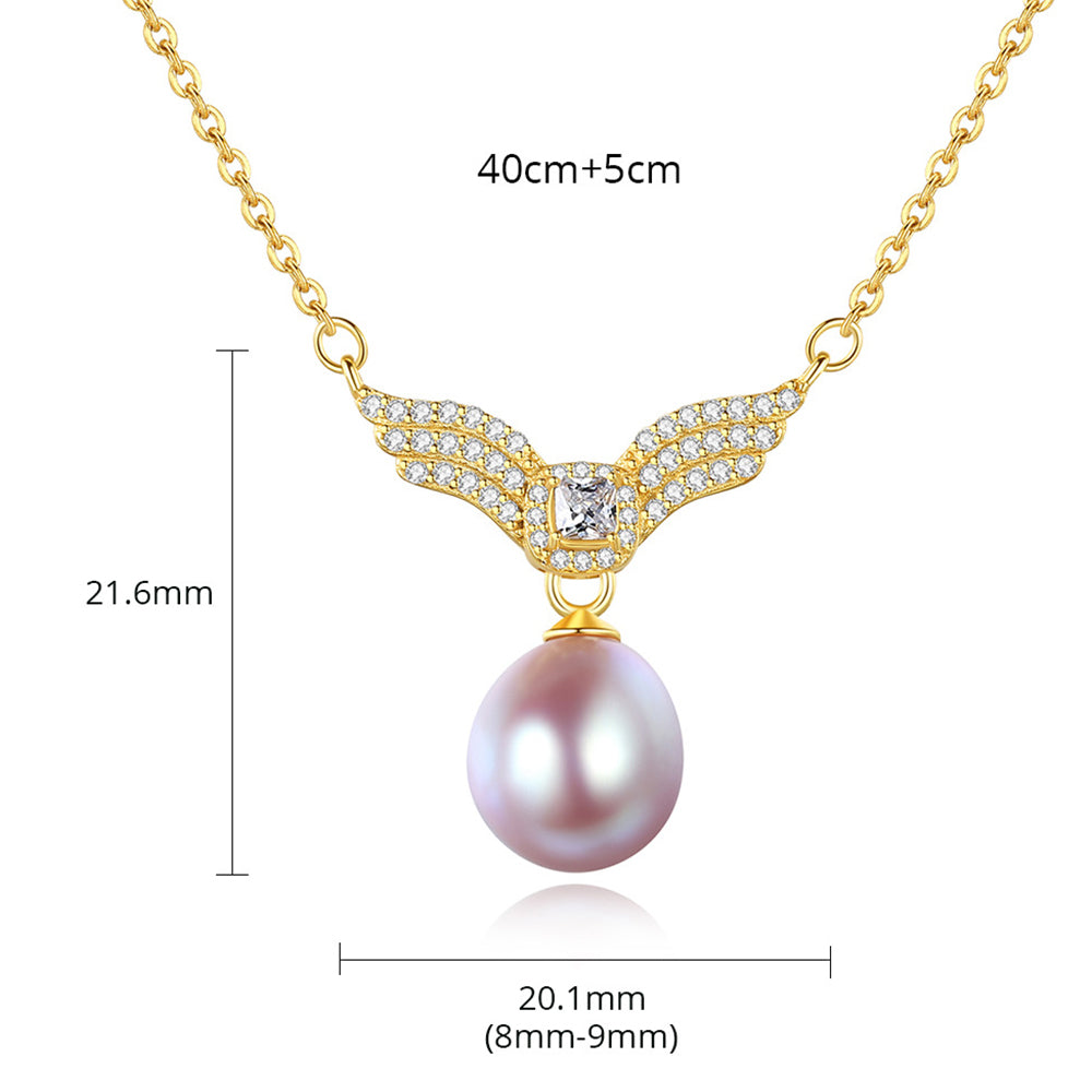 925 Sterling Silver Natural Pearl Drop Necklace Fashion Jewelry Gift for Women Girls