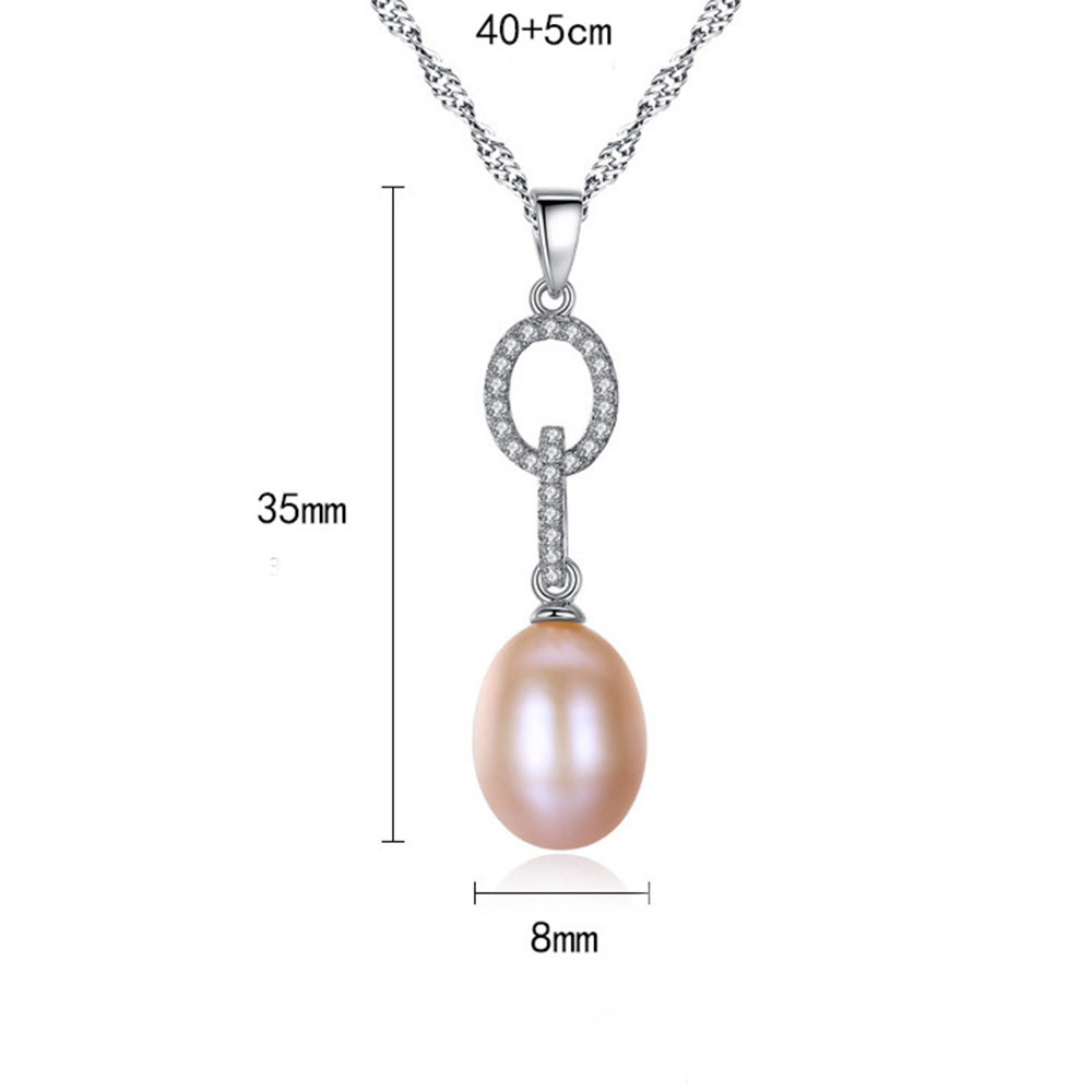 925 Sterling Silver Natural Pearl Drop Necklace Fashion Jewelry Gift for Women Girls