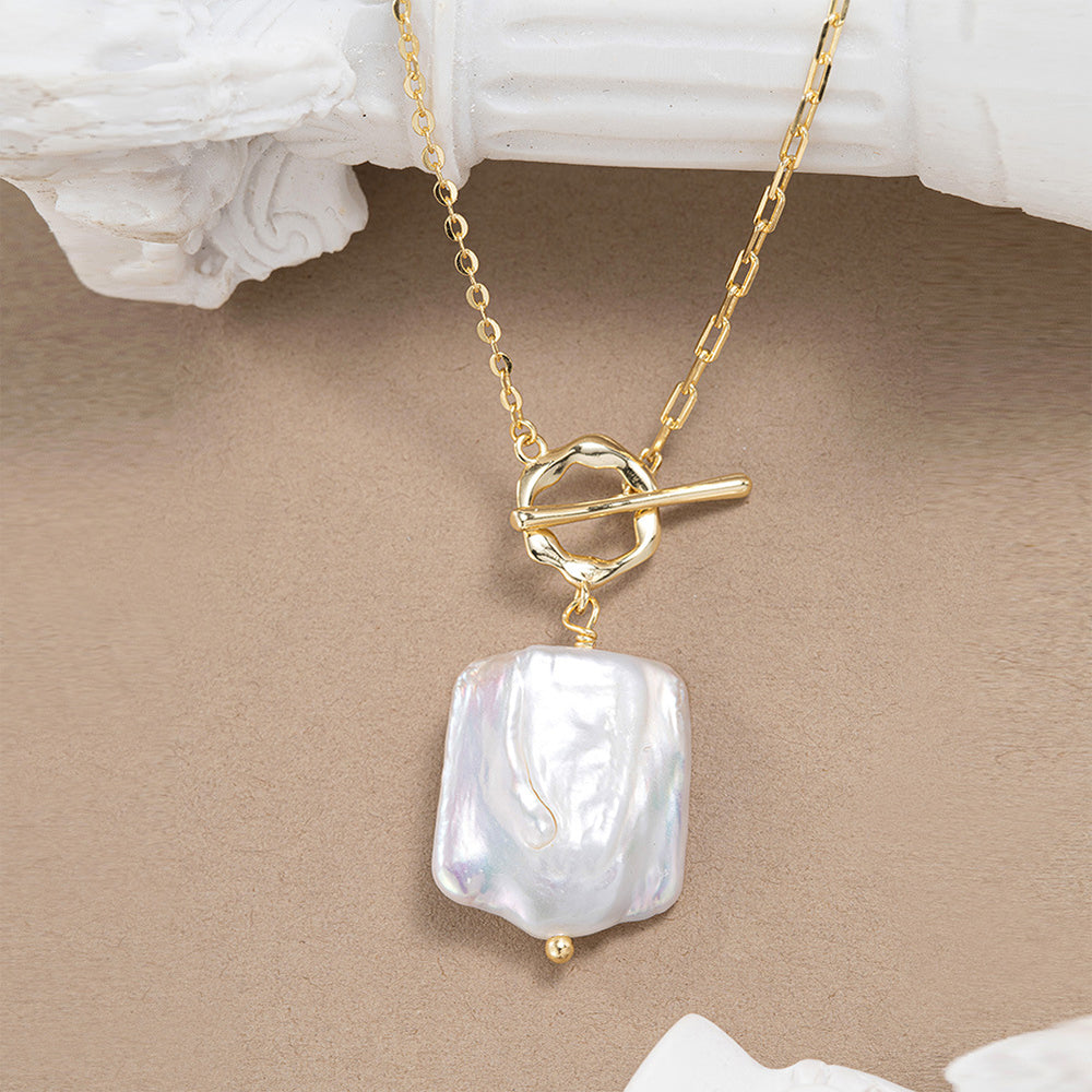 925 Sterling Silver Natural Pearl Necklace Fashion Jewelry Gift for Women Girls