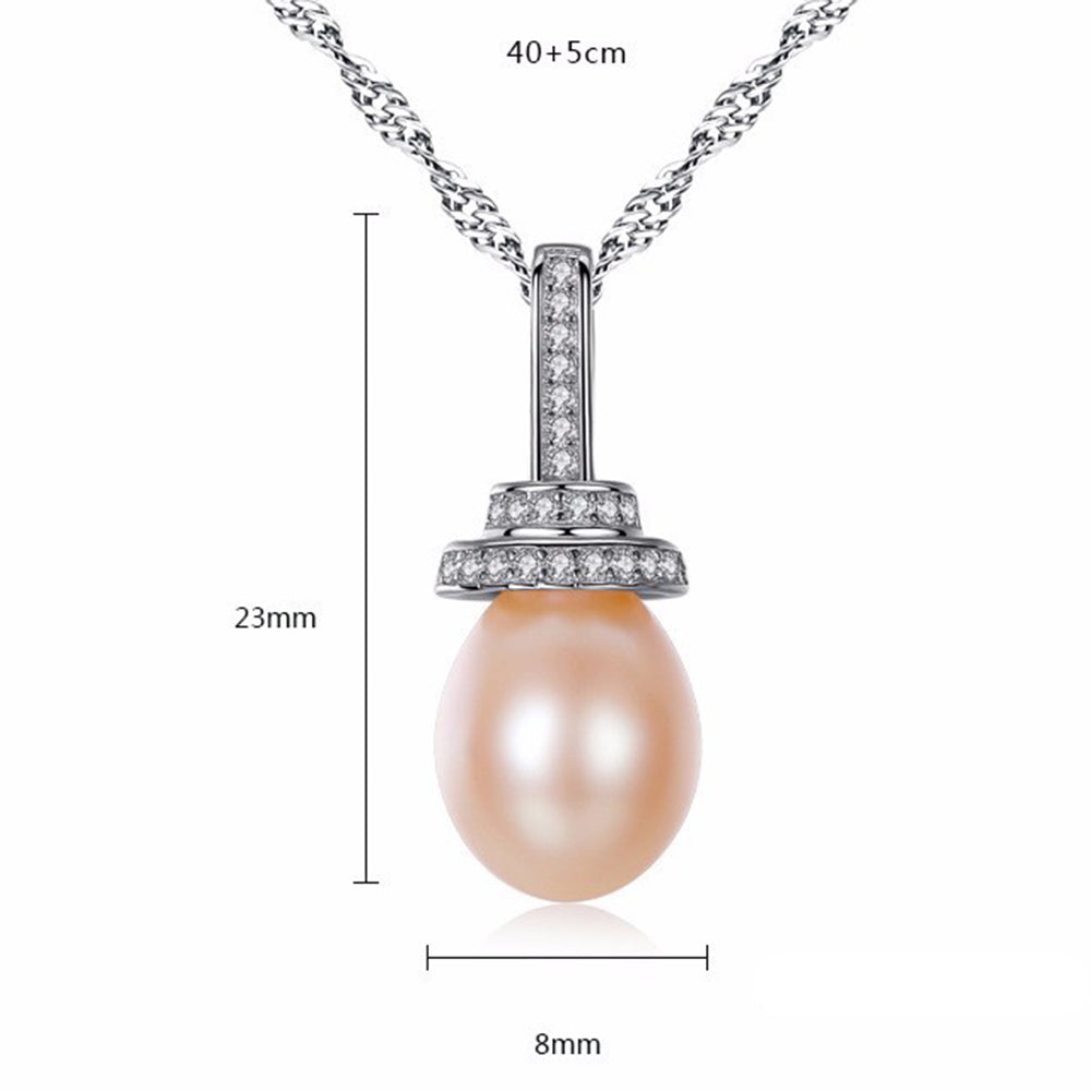 925 Sterling Silver Natural Pearl Drop Necklace Fashion Jewelry Gift for Women Girls