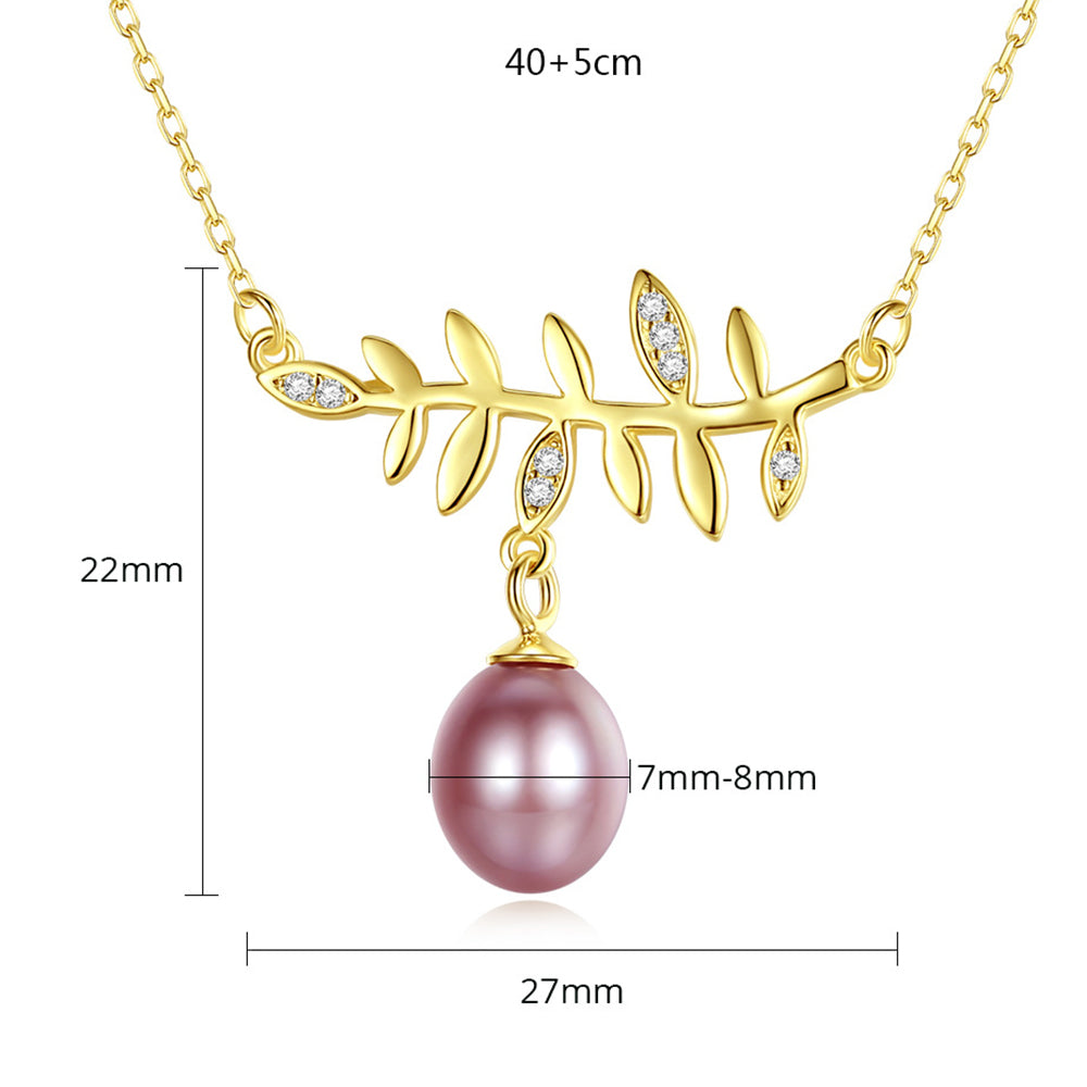 925 Sterling Silver Natural Pearl Drop Necklace Fashion Jewelry Gift for Women Girls