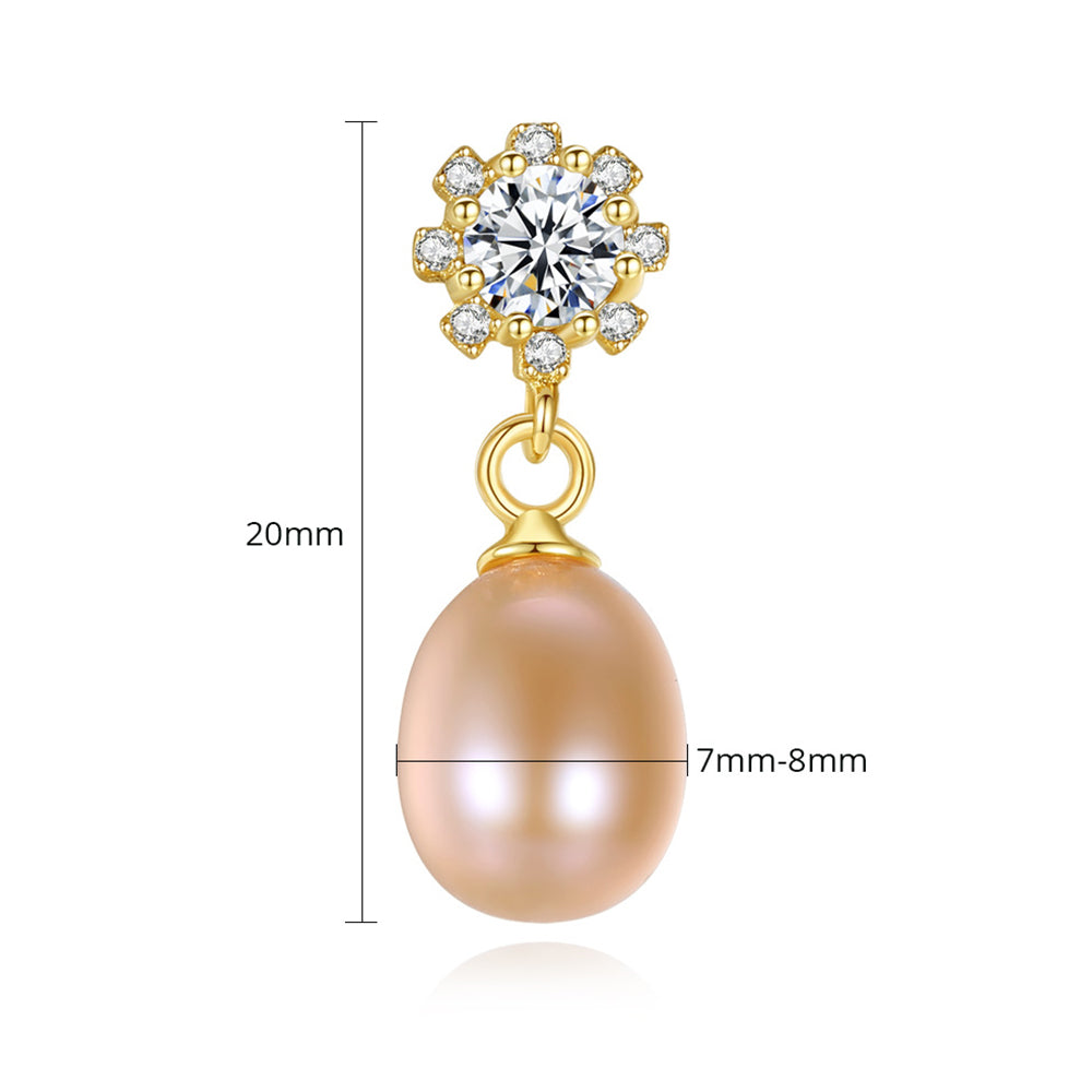 925 Sterling Silver Natural Pearl Drop Earrings Fashion Jewelry Gift for Women Girls