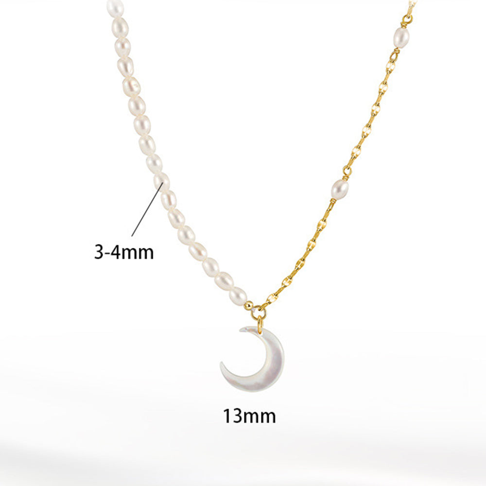 925 Sterling Silver Natural Pearl Necklace Fashion Jewelry Gift for Women Girls