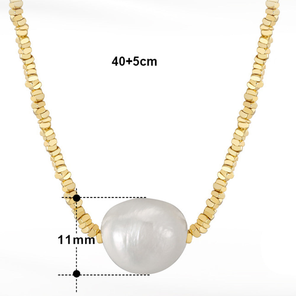 925 Sterling Silver Natural Pearl Necklace Fashion Jewelry Gift for Women Girls
