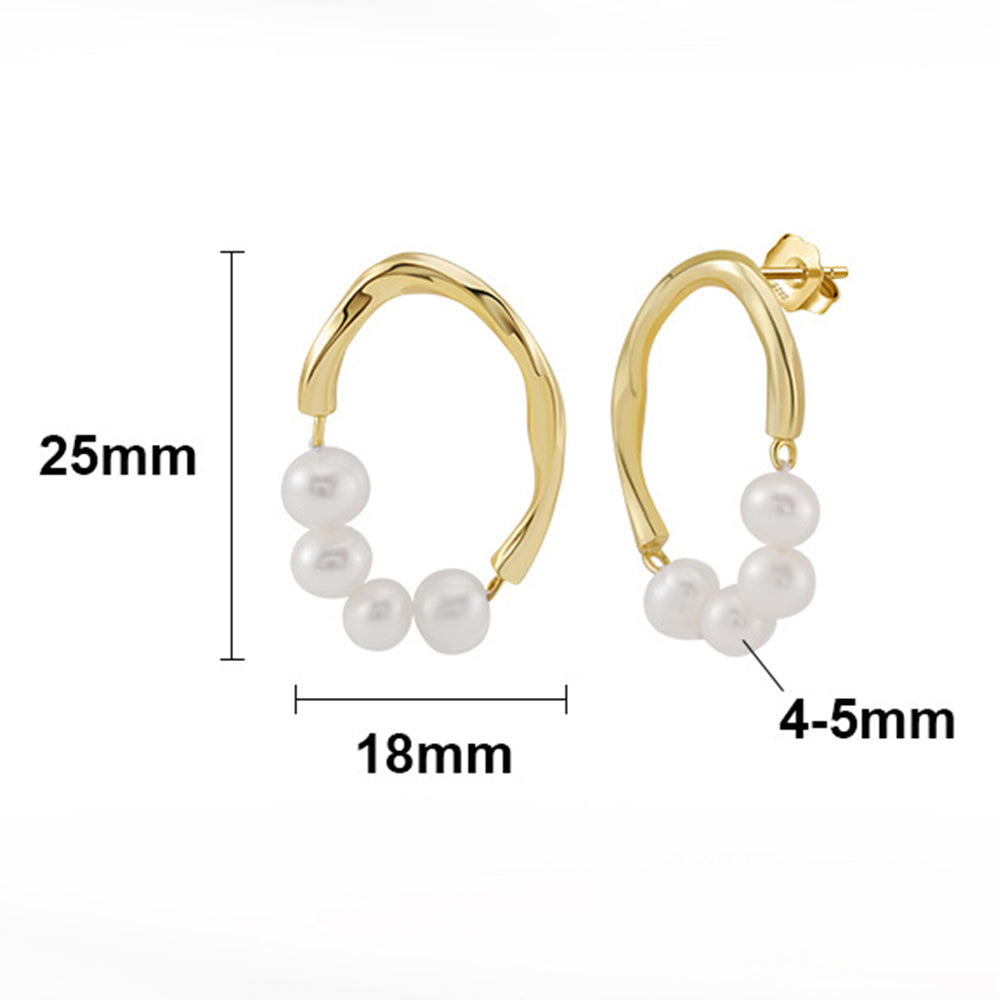 925 Sterling Silver Natural Pearl Earrings Fashion Jewelry Gift for Women Girl