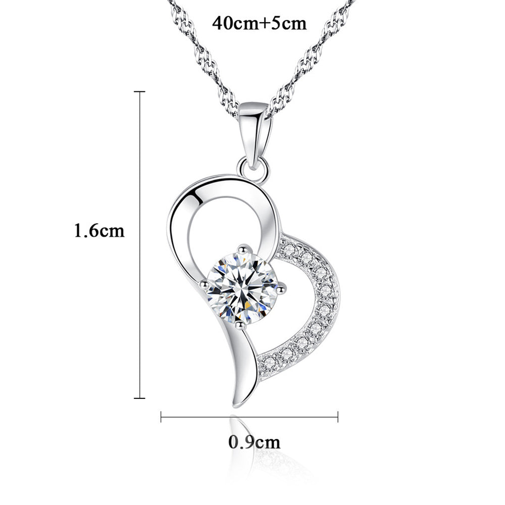 925 Sterling Silver Heart Necklace Fashion Jewelry Gift for Women Girls