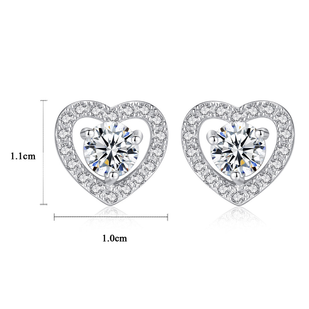 925 Sterling Silver Heart Earrings Fashion Jewelry Gift for Women Girls