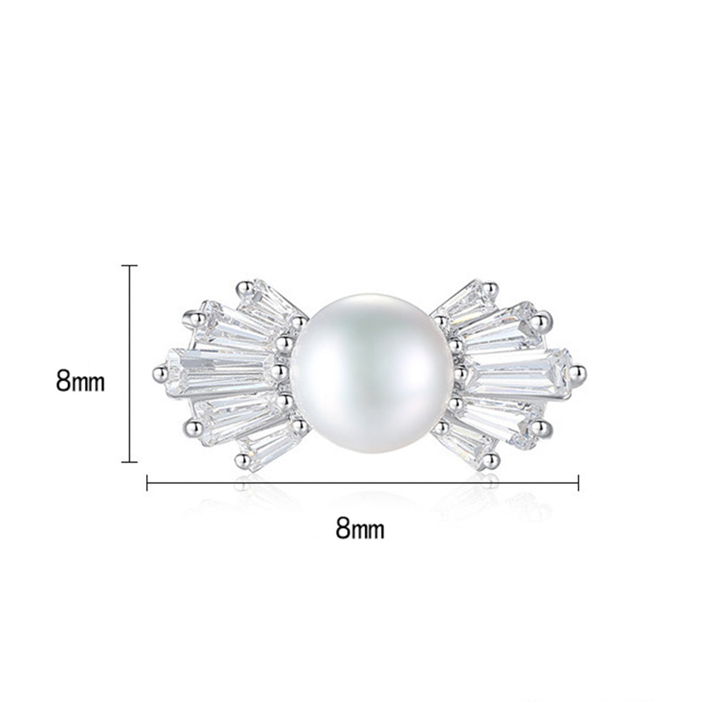 925 Sterling Silver Natural Pearl Stud Earrings Fashion Jewelry Gift for Women Girl