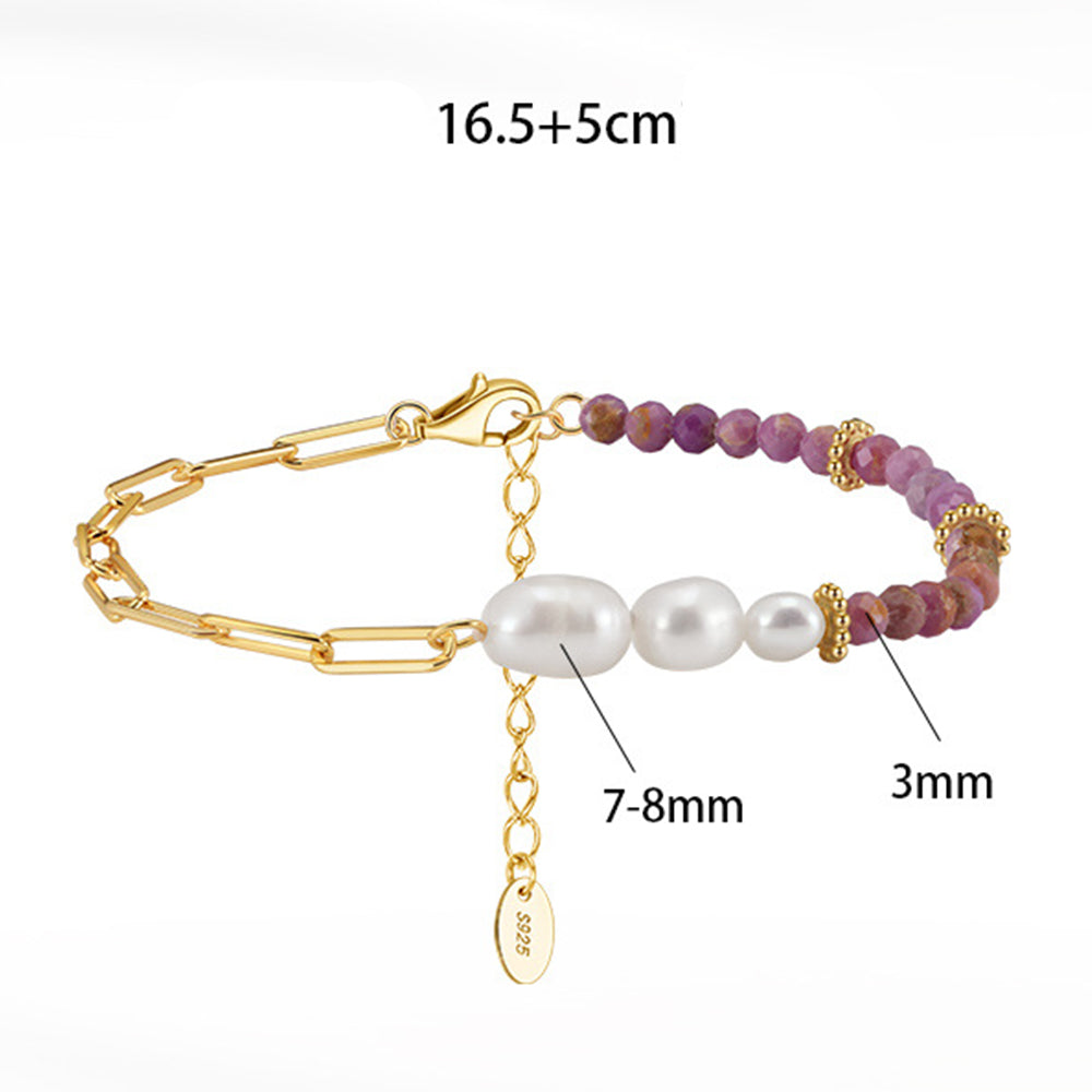925 Sterling Silver Pearl Bracelet Fashion Jewelry Gift for Women Girls