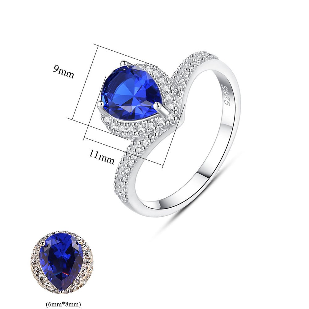 925 Sterling Silver Zircon Ring Fashion Jewelry Gift for Women Girls