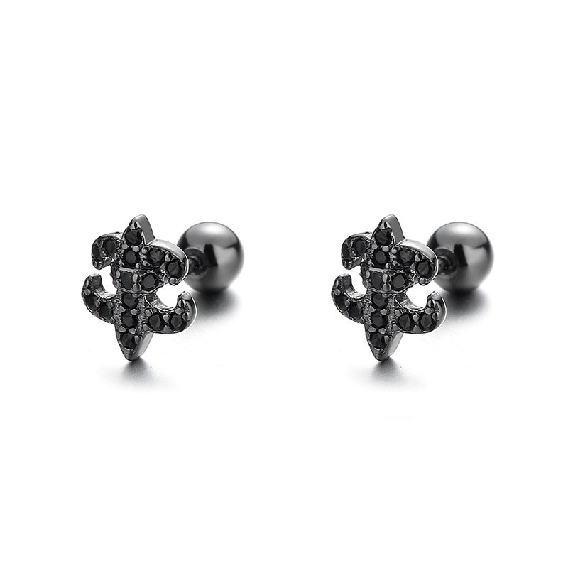 925 Sterling Silver Cross Screw Back Stud Earrings