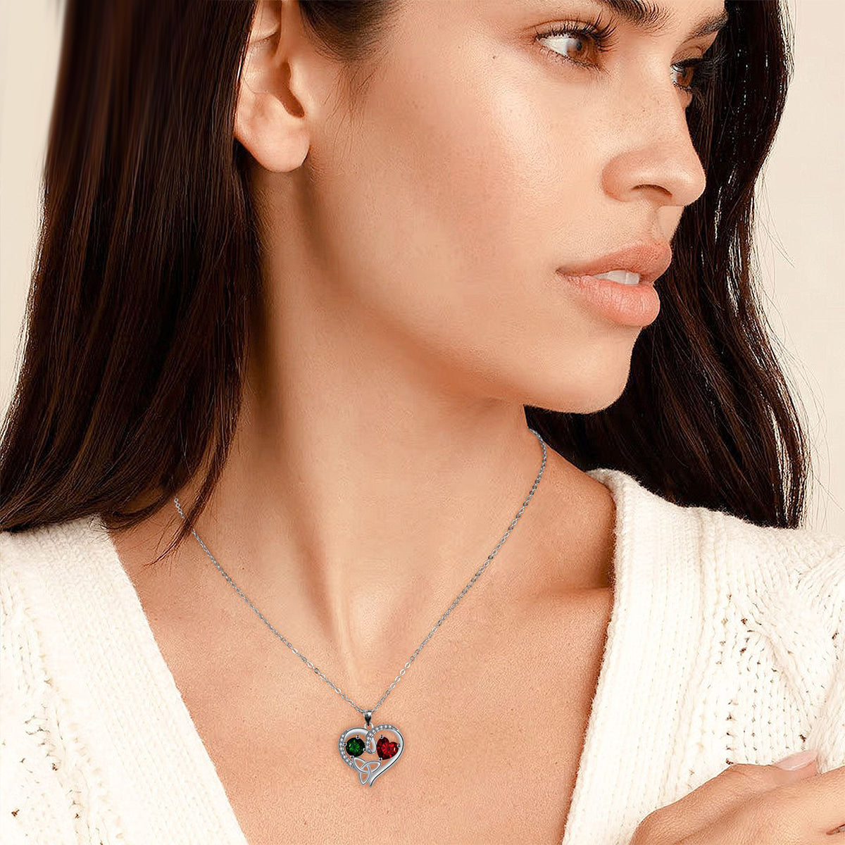 Copper With Silver Plated Heart Pendant Necklace