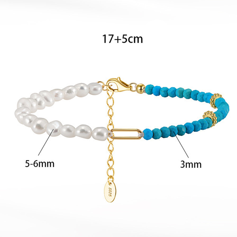 925 Sterling Silver Pearl Bracelet Fashion Jewelry Gift for Women Girls