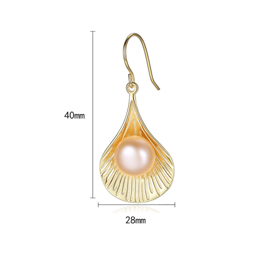 925 Sterling Silver Natural Pearl Drop Hook Earrings Fashion Jewelry Gift for Women Girls