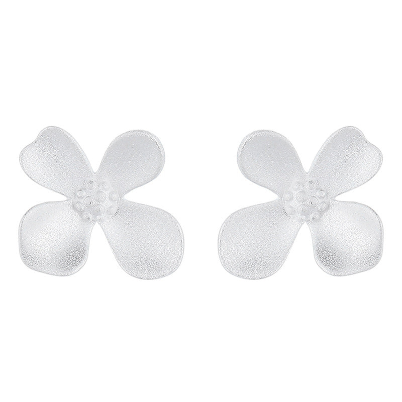 925 Sterling Silver Flower Screw Back Stud Earrings