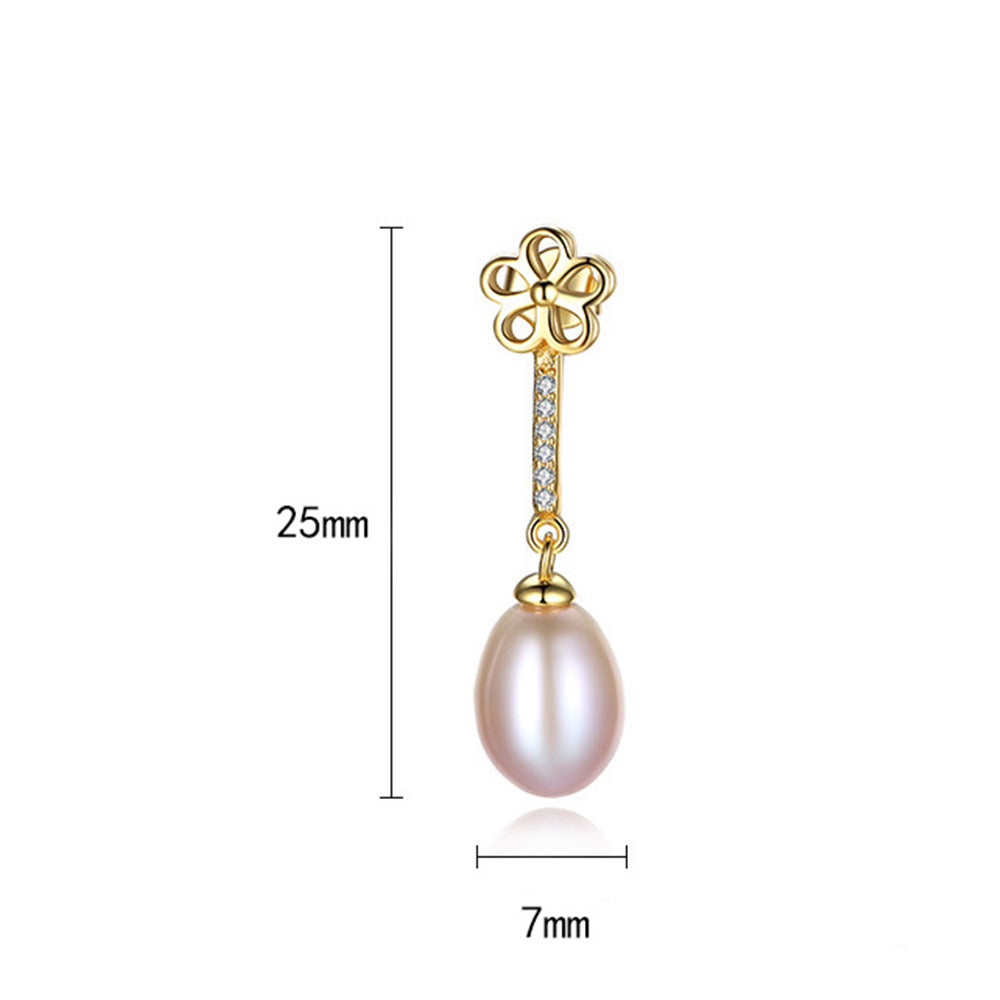 Pendientes colgantes de perla natural de plata de ley 925, joyería de moda, regalo para mujeres y niñas.