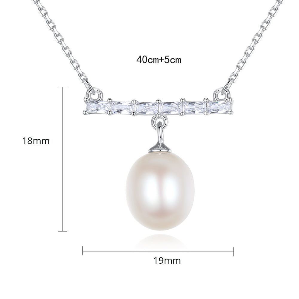 925 Sterling Silver Natural Pearl Drop Necklace Fashion Jewelry Gift for Women Girls