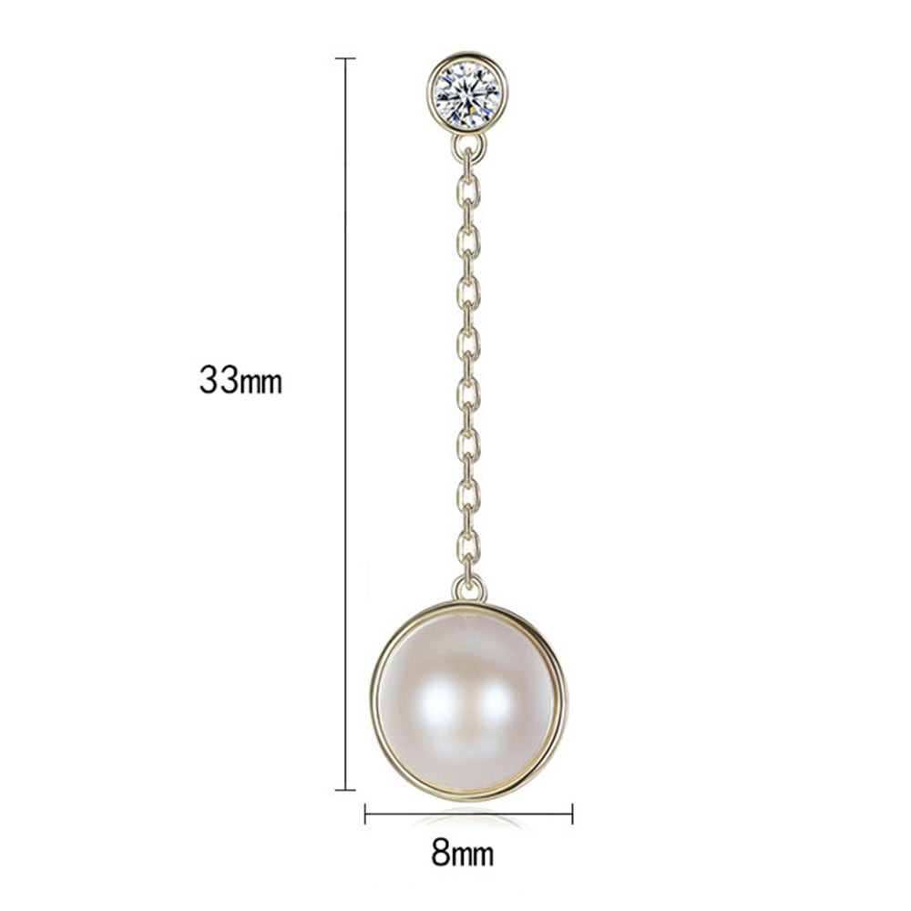 925 Sterling Silver Natural Pearl Drop Earrings Fashion Jewelry Gift for Women Girls