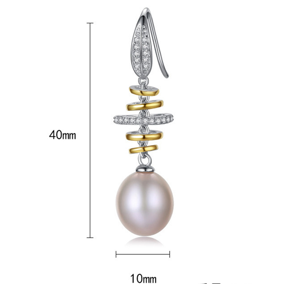 925 Sterling Silver Natural Pearl Drop Earrings Fashion Jewelry Gift for Women Girls