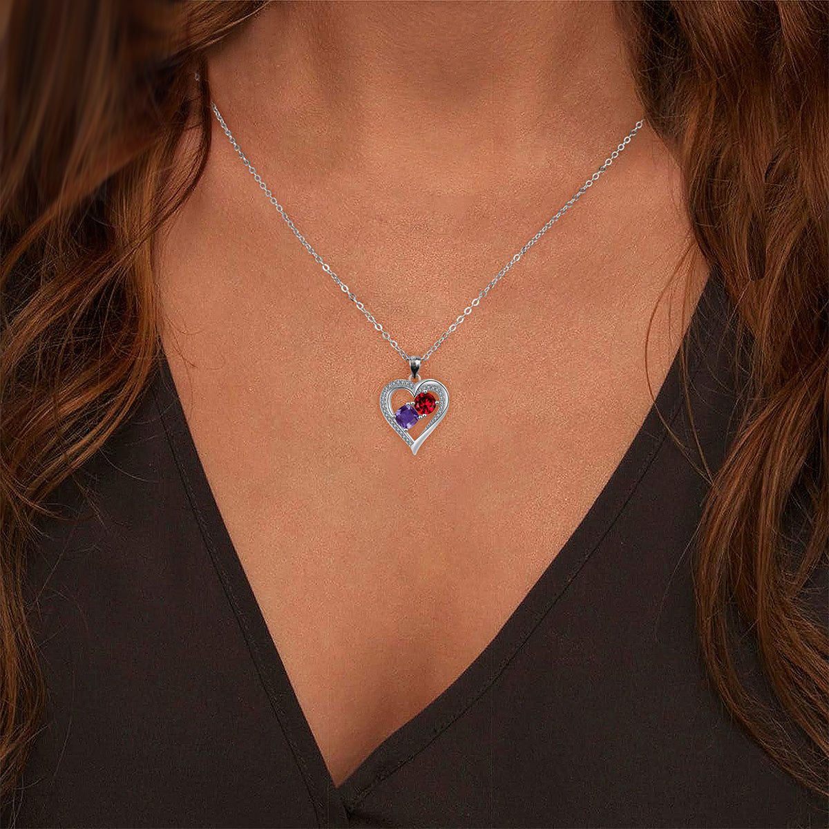 Copper With Silver Plated Heart Pendant Necklace