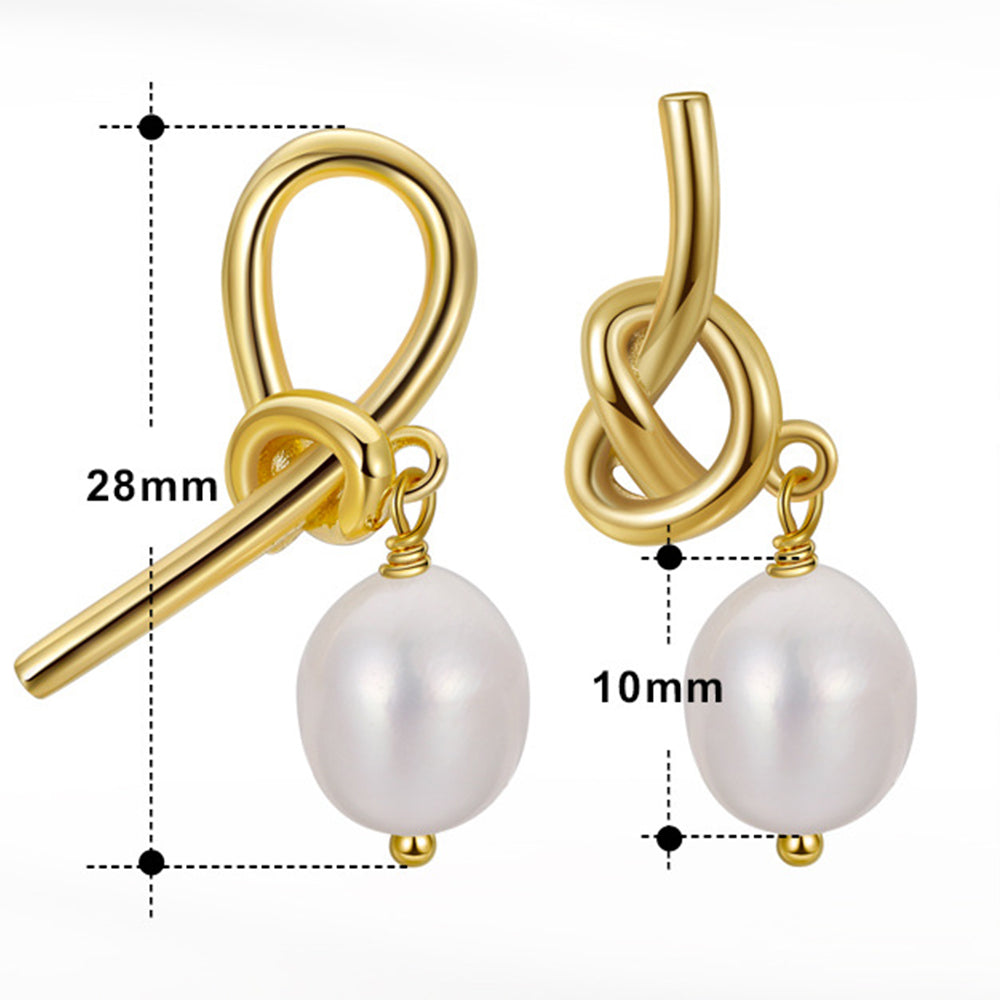 925 Sterling Silver Natural Pearl Earrings Fashion Jewelry Gift for Women Girl
