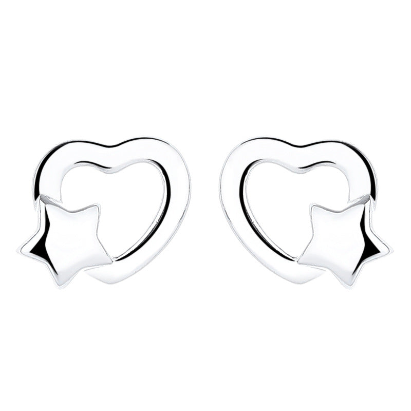 925 Sterling Silver Heart Screw Back Stud Earrings