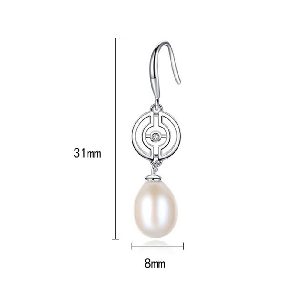 Pendientes de gancho con perla natural de plata de ley 925, joyería de moda, regalo para mujeres y niñas.