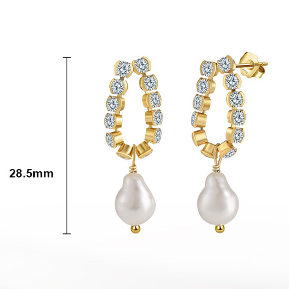 925 Sterling Silver Natural Pearl Earrings Fashion Jewelry Gift for Women Girl