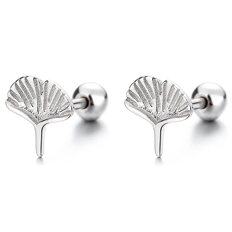 925 Sterling Silver Maple Leaf Screw Back Stud Earrings