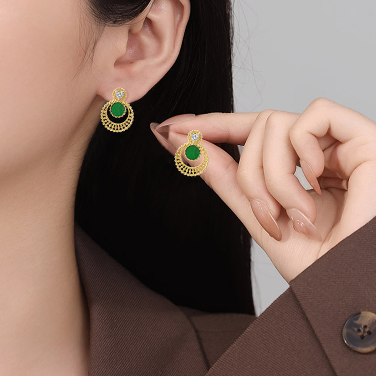 Pendientes de joyería de moda de cobre bañados en oro