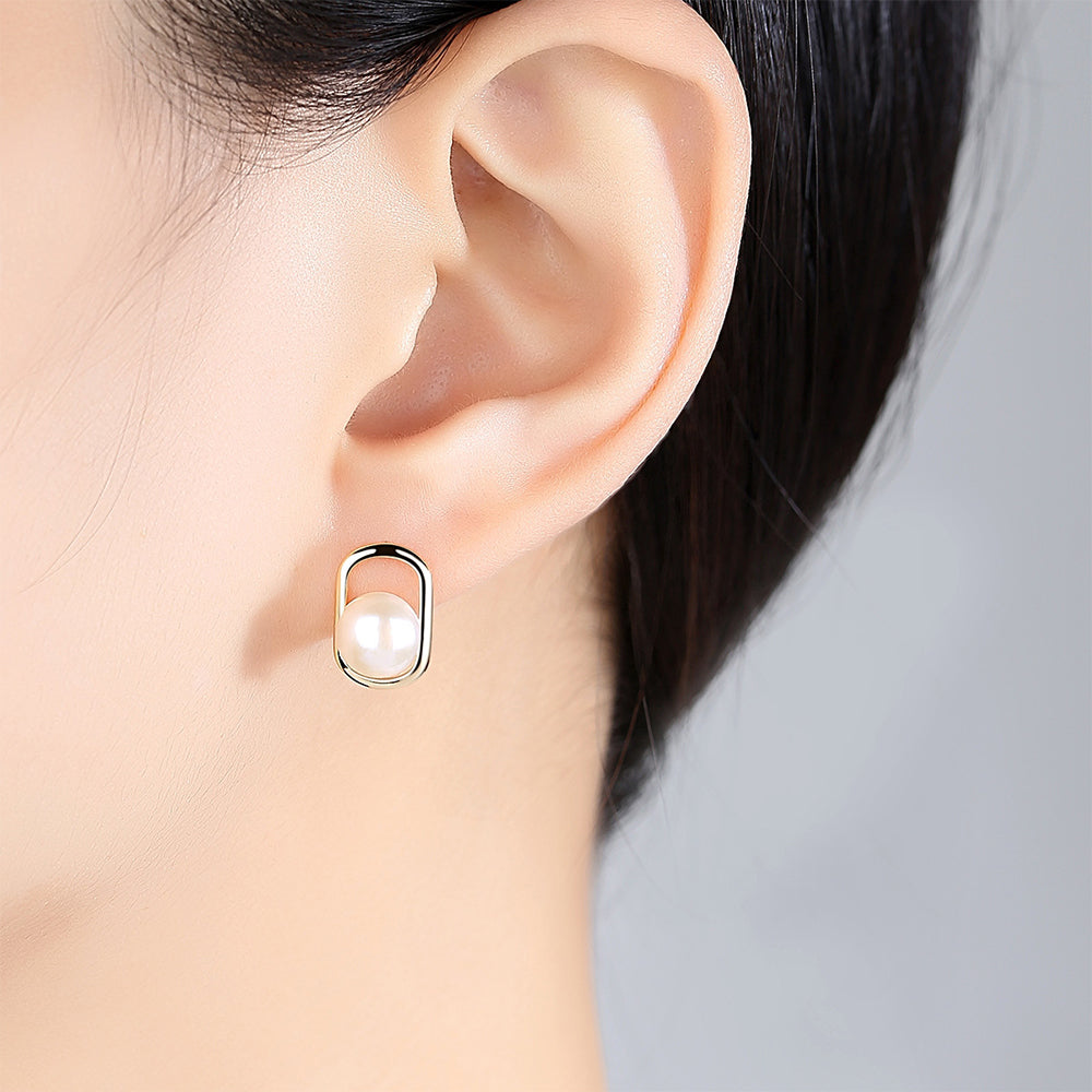 925 Sterling Silver Natural Pearl Drop Stud Earrings Fashion Jewelry Gift for Women Girls