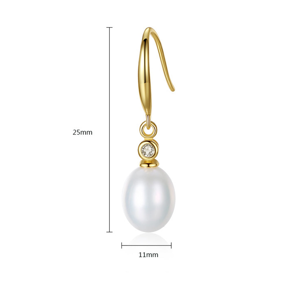 925 Sterling Silver Natural Pearl Drop Earrings Fashion Jewelry Gift for Women Girls