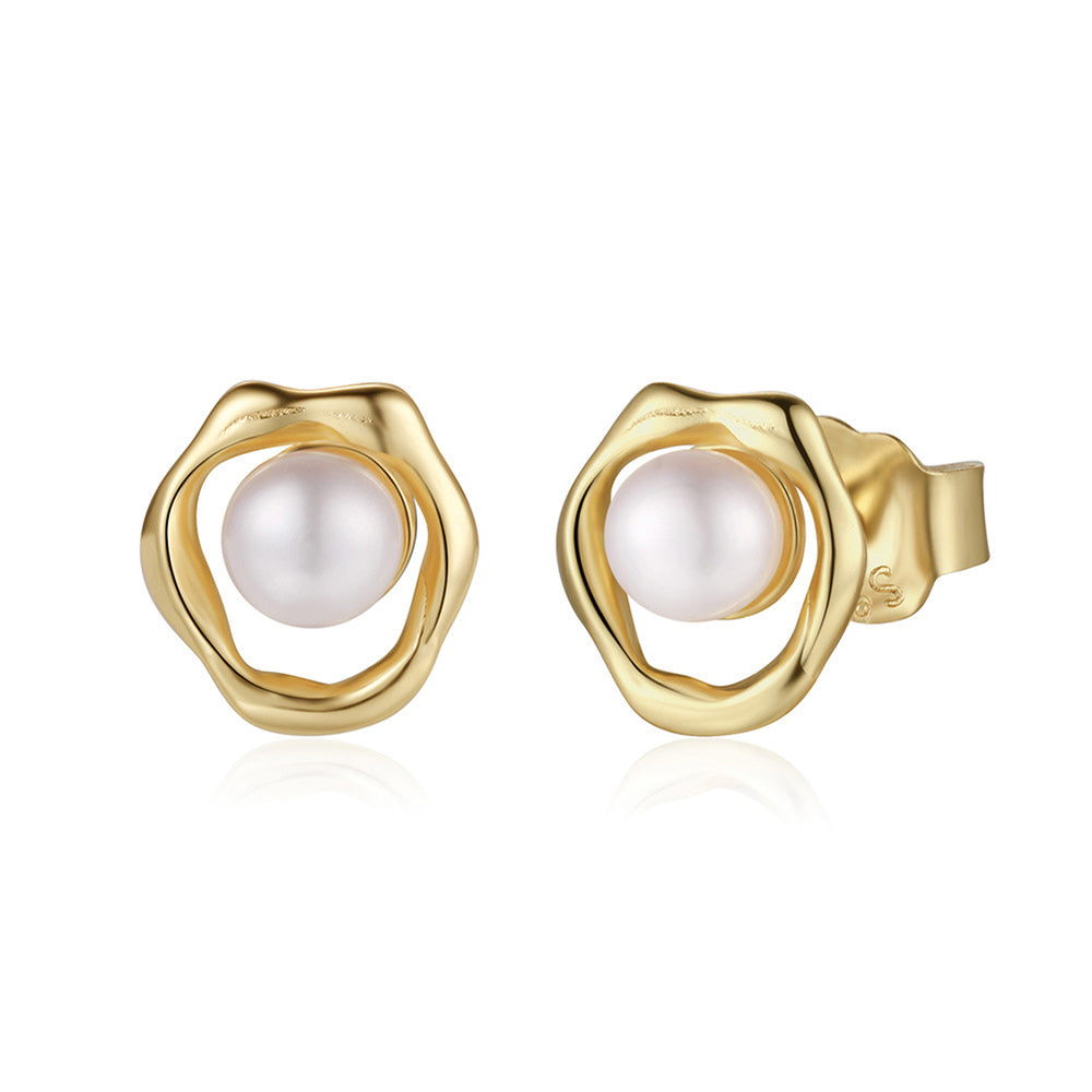 925 Sterling Silver Natural Pearl Earrings Fashion Jewelry Gift for Women Girl