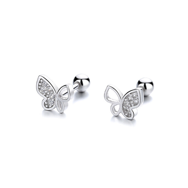 925 Sterling Silver Butterfly Screwed Earrings