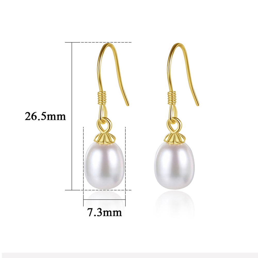 Pendientes colgantes de perla natural de plata de ley 925, joyería de moda, regalo para mujeres y niñas.