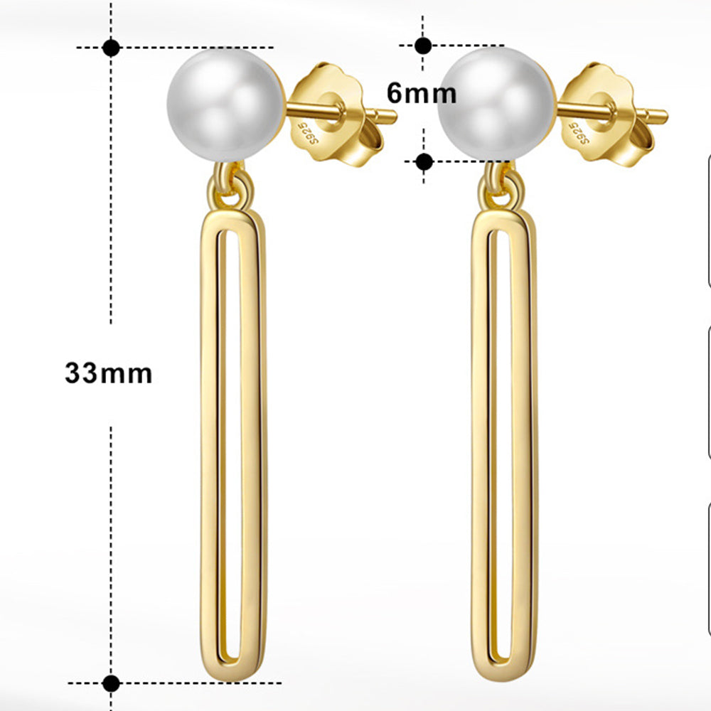 925 Sterling Silver Natural Pearl Earrings Fashion Jewelry Gift for Women Girl