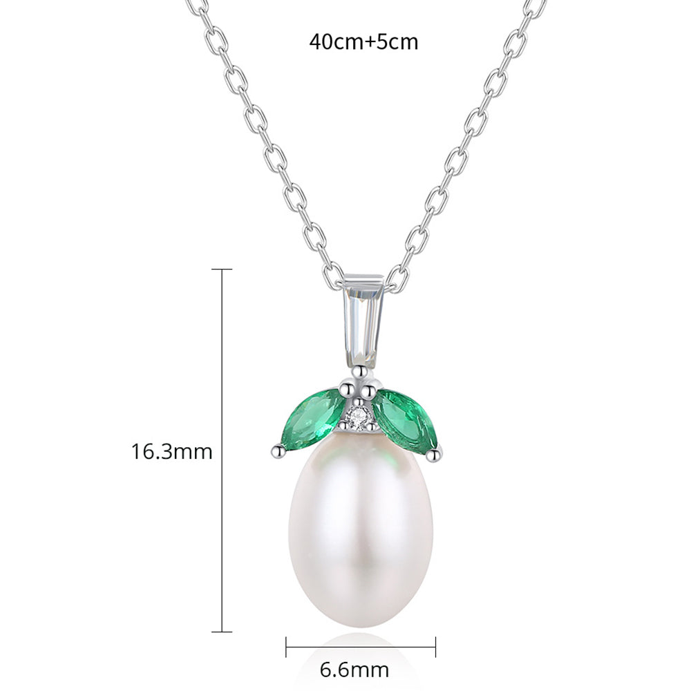 925 Sterling Silver Natural Pearl Drop Necklace Fashion Jewelry Gift for Women Girls