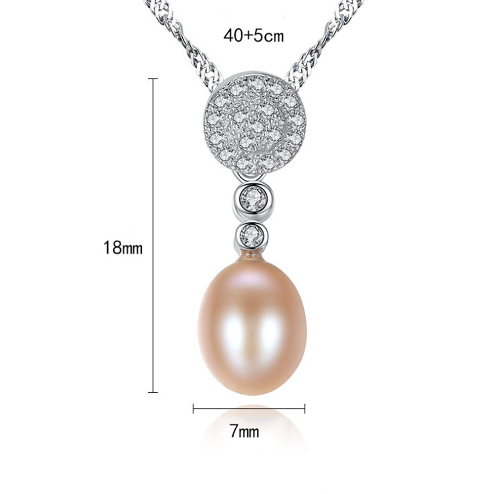 925 Sterling Silver Natural Pearl Drop Necklace Fashion Jewelry Gift for Women Girls